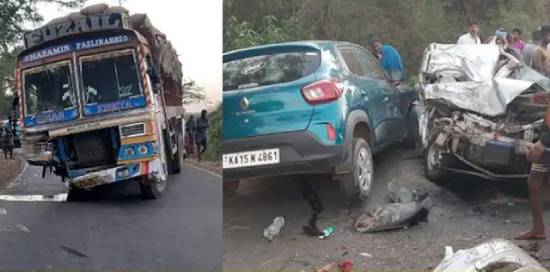 tuck_aur_car_ke_darmiyan_accident_. accident in rati halli, ratihalli, karnataka, karnataka accident, 